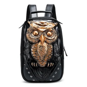 3D Owl Small Backpack High Quality Ladies Backpack Purse Cute Black Daypack for Girls | ShopDecimals