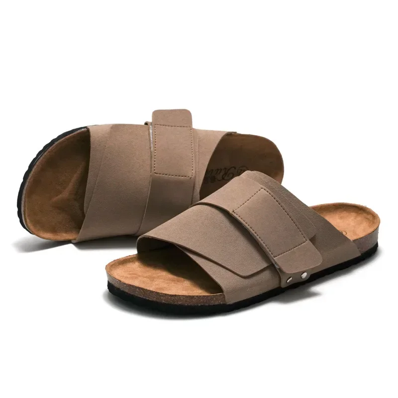 Men's Cork Slippers Suede Leather Mule Clogs Slippers Man | ShopDecimals