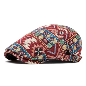 Autumn and Winter Cotton Print Newsboy Caps Flat Peaked Cap Men and Women | ShopDecimals