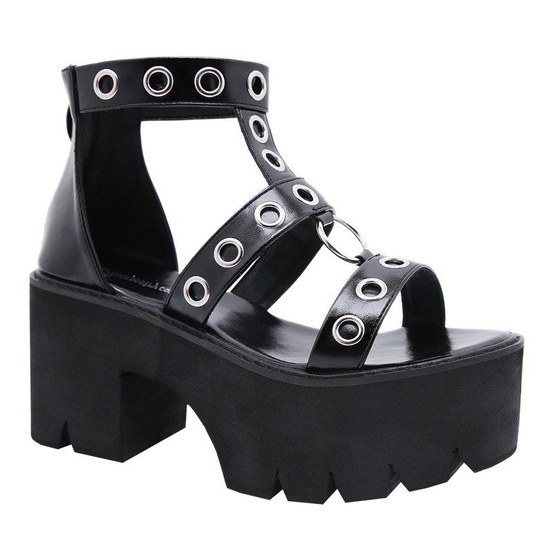 Metal Ring Hollow High-heel Chunky Sandals | ShopDecimals