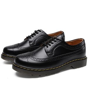 Genuine Leather 5-hole Brogue Men's And Women's Round Head Couple's Lace-up Martin Shoes | ShopDecimals