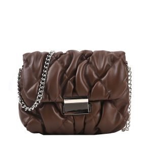 Lock Pleated Chic Chain Shoulder Bag Western Style Messenger Women | ShopDecimals