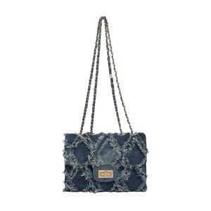 Denim Chain Flap Rhombus Shoulder Bag | ShopDecimals