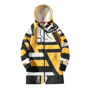 Color-blocking Striped Mid-length Trench Coat