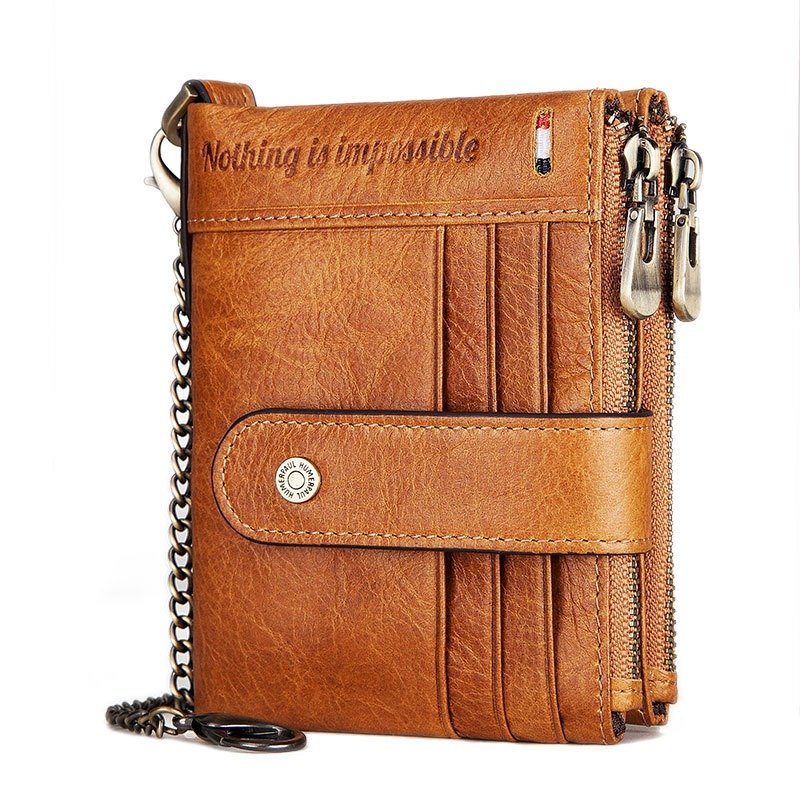 Anti-theft swipe wallet multi-card Crazy Horse leather coin purse | ShopDecimals