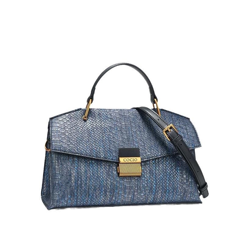 Blue With Snake Texture Handbags Women's High Sense | ShopDecimals