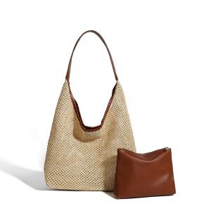 Retro Straw Woven Tote Bag Shoulder Large Capacity Beach Bag