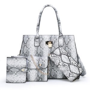 Four-piece fashionable large-capacity snake print bag