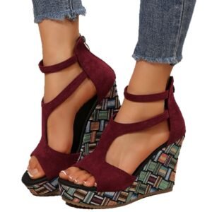 Women's Thick-soled Slope Ankle-strap Buckle Hemp-soled Sandals