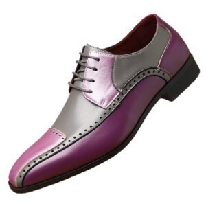 Men's Trendy Non-slip Breathable Leather Shoes Color Matching Business Shoes | ShopDecimals