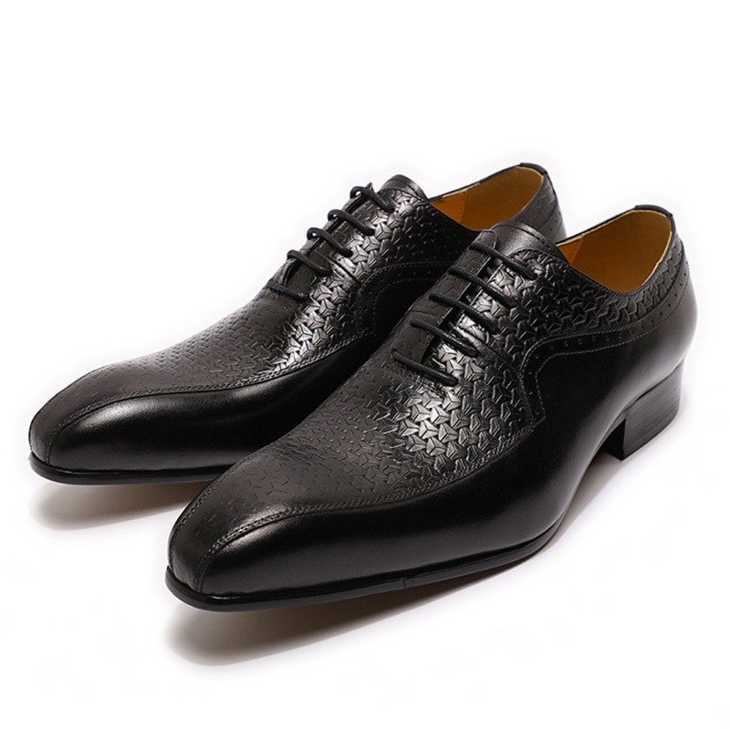 Men's Carved Business Casual Leather Shoes Pointed Lace | ShopDecimals