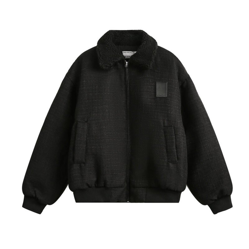 Winter Fur Collar Fleece Woolen American Beaded Design Cotton-padded Coat | ShopDecimals