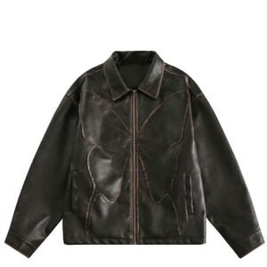 American Retro Fashion Brand Butterfly Leather Coat | ShopDecimals