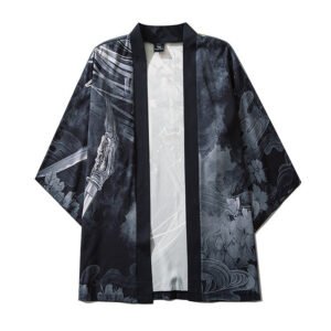 Portrait Printed Road Robe Three-quarter Sleeve Thin Shirt Jacket | ShopDecimals