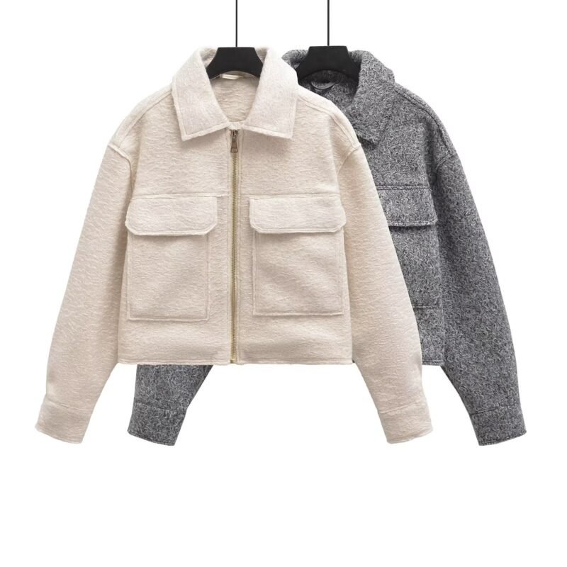 Women's Fashion Polo Collar Pocket Long-sleeved Coat | ShopDecimals