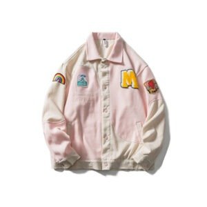 Men's Letter Contrast Stitching Casual Lapel Jacket | ShopDecimals