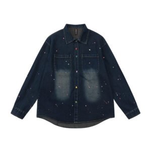 Contrast Color Inkjet Long-sleeved Shirt Denim Clothes Jacket Spring And Autumn | ShopDecimals