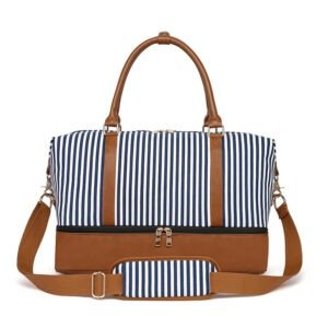 Women's Hand-carrying Travel Bag Striped Canvas | ShopDecimals