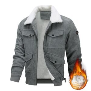 Winter Lapel Fleece Jacket With Pockets Warm Thicken Cotton Coat Men's Clothing | ShopDecimals
