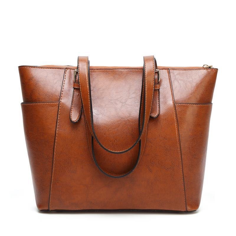 Oil Wax Leather Women Handbag Large Capacity Tote Bag | ShopDecimals