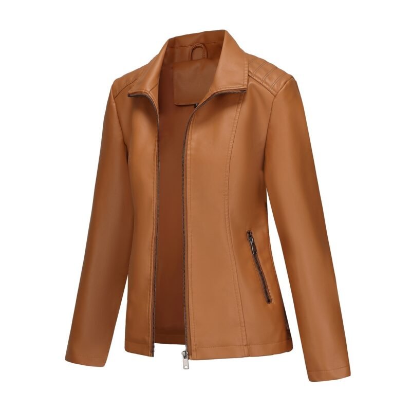 Women's Leather Jacket Knitted Stitching Stretch Coat | ShopDecimals