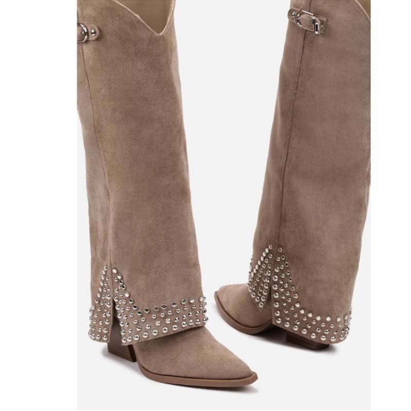 Women's Frosted Rivet Pantyhose Boots | ShopDecimals