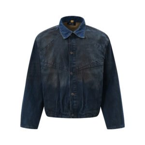 Punk Inkjet Gradient Distressed Dirty Denim Jacket | ShopDecimals