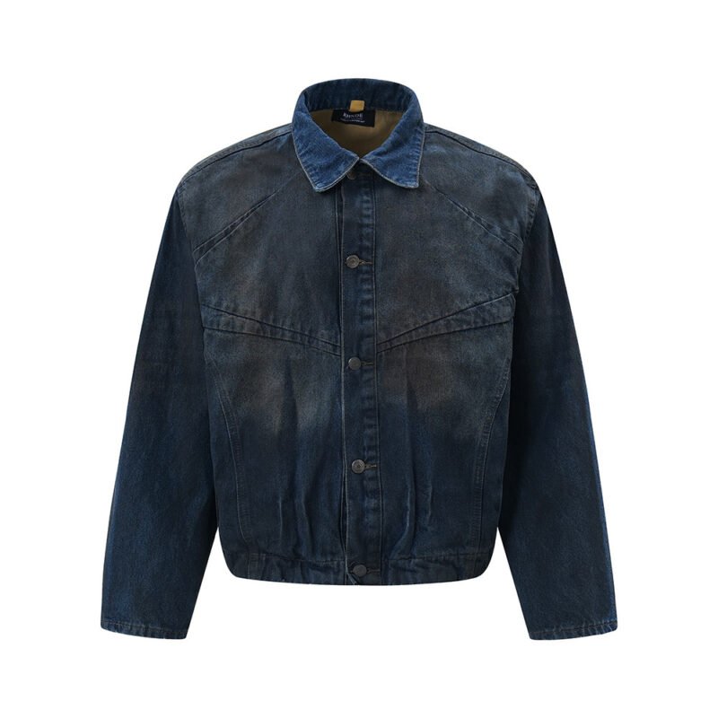 Punk Inkjet Gradient Distressed Dirty Denim Jacket | ShopDecimals