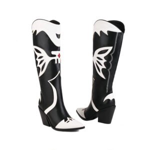 Autumn And Winter Women's Pointed Toe Chunky High Heel Western Cowboy Boot | ShopDecimals