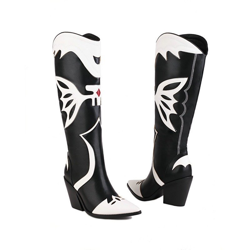 Autumn And Winter Women's Pointed Toe Chunky High Heel Western Cowboy Boot | ShopDecimals