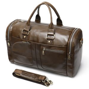 Ultra‑Light 1.4 kg Full‑Grain Leather Travel Bag – Spacious 44×20×28 cm Carry‑On with Waterproof Lining, Laptop Pocket & Soft Handle | Shopdecimals