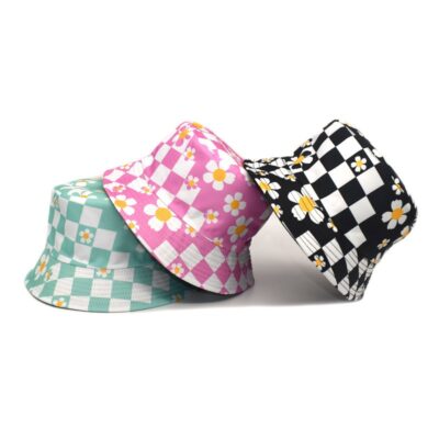Ultra‑Light UV‑Proof Chessboard Plaid Bucket Hat – Breathable Sun Shade in Black, Green, Pink & Orange | Shopdecimals