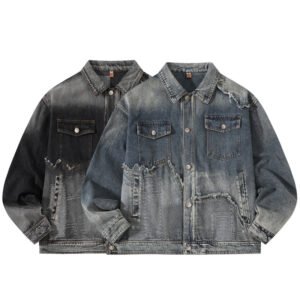 American Retro High Street Washed Destroyed Denim Jacket | ShopDecimals