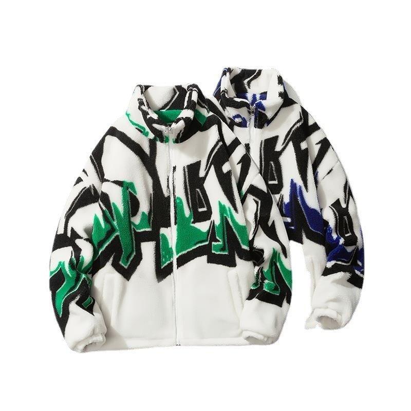 Fashion Printed Loose New Men's Fleece Cotton-padded Coat | ShopDecimals