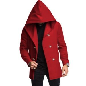 Men's Mid-length Slim Trench Coat Hooded Solid Color Coat | ShopDecimals