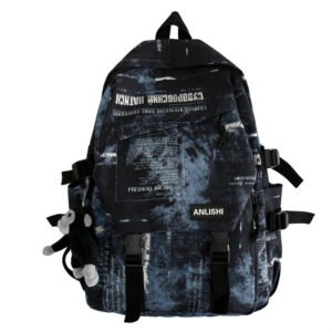 Street Tooling Style Heavy Metal Dark Black Mountain Series Harajuku Trendy Backpack | ShopDecimals