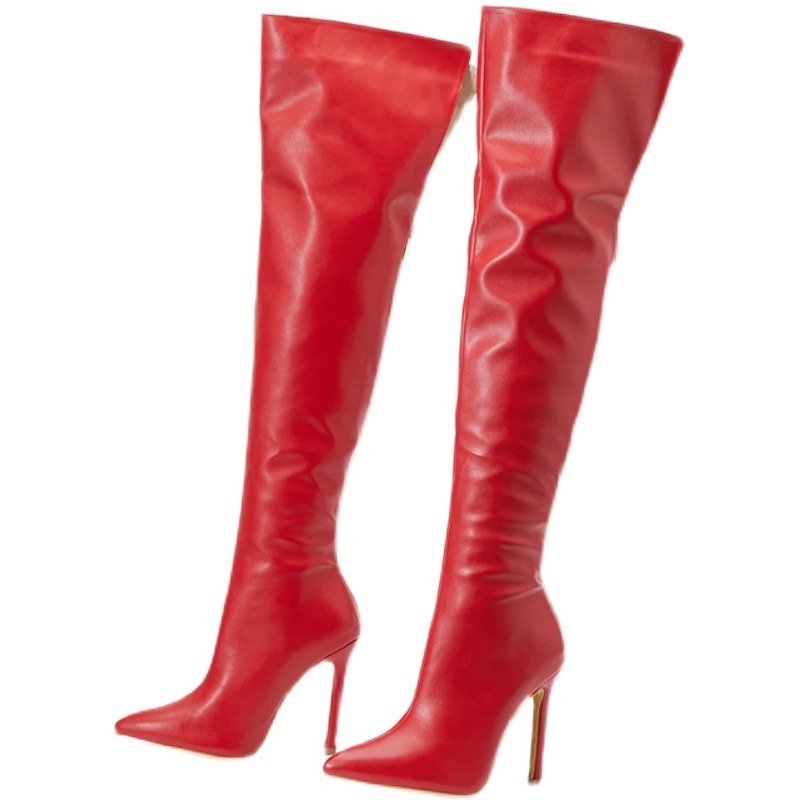 Women's Pointed Toe Stiletto Heel Over-the-knee Back Zipper Boots | Shopdecimals