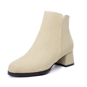 Pointed-toe Frosted Suede Side Zipper Chunky Heel Mid Heel Plus Size Female Boots | ShopDecimals