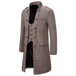 European Size Mid-length Men's Herringbone Overcoat | ShopDecimals