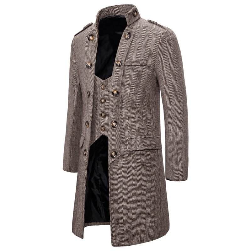 European Size Mid-length Men's Herringbone Overcoat | ShopDecimals