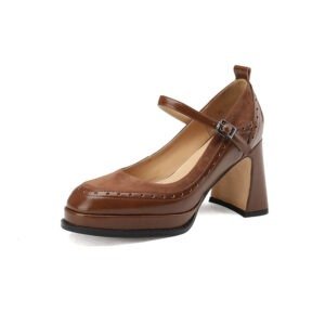 Leather High Heels Female French Retro | ShopDecimals
