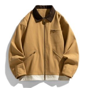 Feather‑Light Contrast‑Washed Polo Collar Jacket for Men – Tailored Fit, Wrinkle‑Resistant Cotton, Shopdecimals