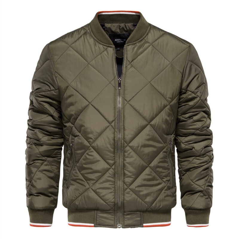 Men's Stand Collar Cotton-padded Jacket Solid Color Casual Cotton-padded Jacket | ShopDecimals