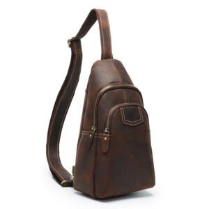 Retro leather Men's Bag Large Capacity Men's Messenger Bag Crazy Horse Leather Chest Bag | ShopDecimals