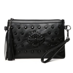 Leather handbag fashion leisure ladies' bag ladies stitching sheepskin messenger backpack hand fringed small bag | ShopDecimals