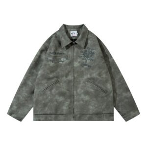 Men's Cross Print Loose Leather Jacket | ShopDecimals