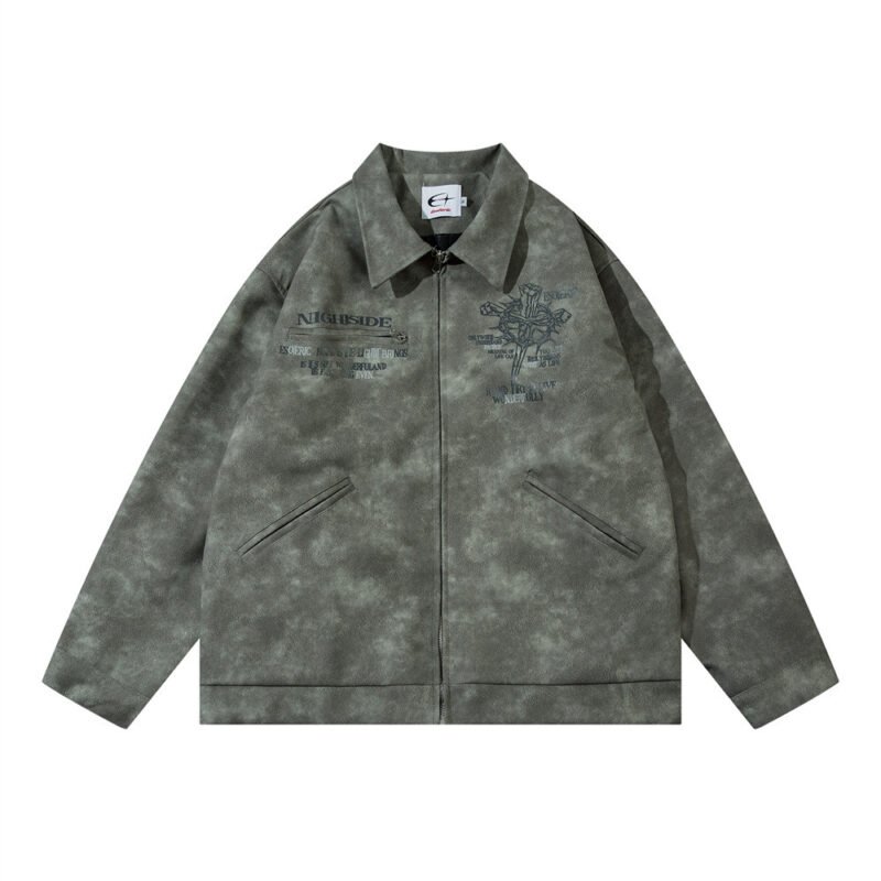 Men's Cross Print Loose Leather Jacket | ShopDecimals