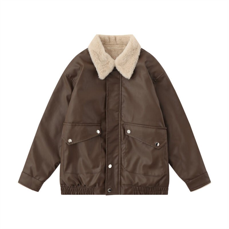 High Street Loose Casual Motorcycle PU Leather Jacket | ShopDecimals