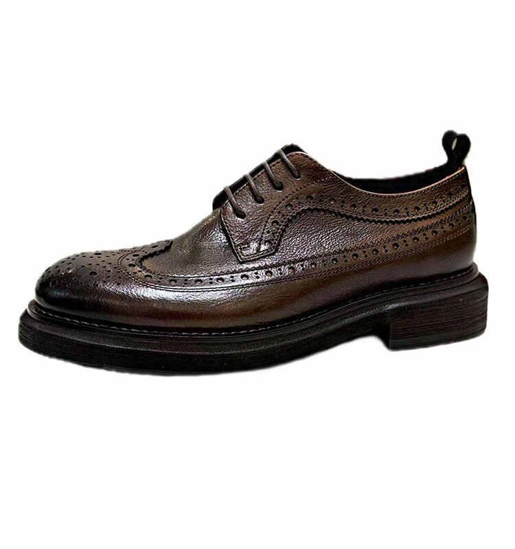 Brogue Men's Shoes Thick Bottom Height-increasing Leather Leather Shoes | ShopDecimals