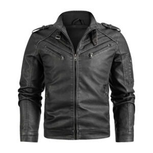 Men's Black Pu Leather Biker Jacket Vintage Real Motorcycle Jacket for Men | ShopDecimals